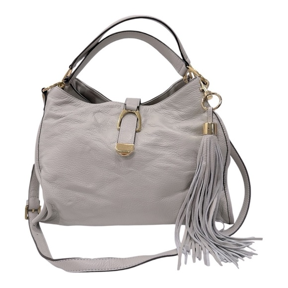 G.I.L.I Light Grey Leather Stirrup Satchel NWOT - Picture 4 of 10